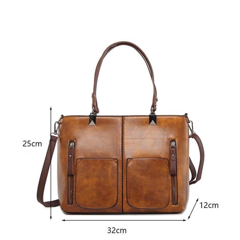 Retro Vegan Leather Shoulder Bag