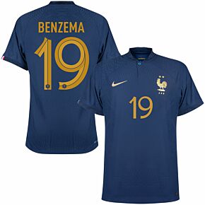 New France Home Soccer Jersey World Cup 2022 Men Adult MBAPPE #10 BENZEMA #19