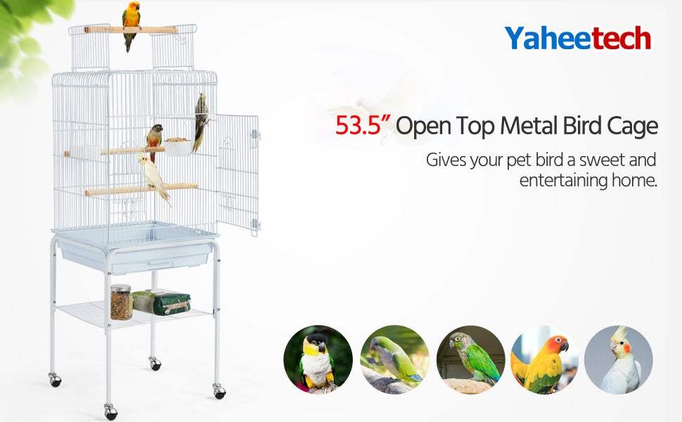 Open Top Rolling Parrot Bird Cage