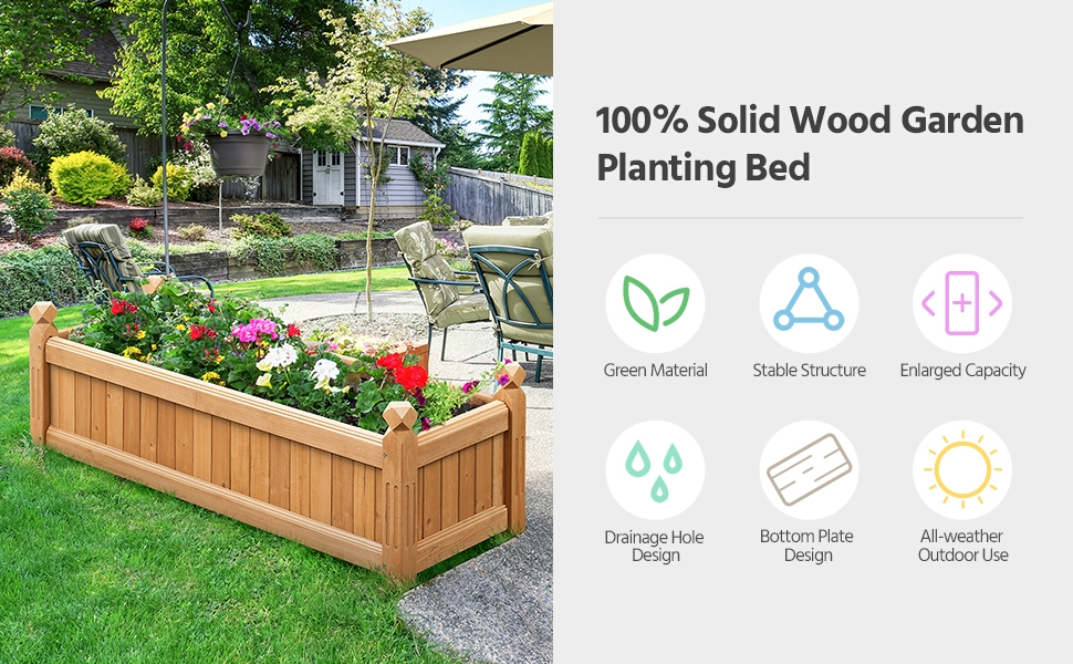 Wood Rectangular Garden Planter