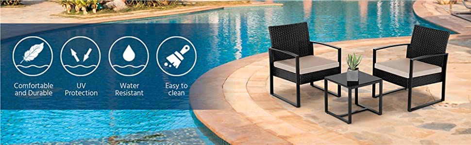 3 Pieces Patio Porch Furniture Sets