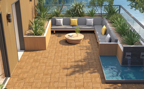 interlocking wooden deck tiles
