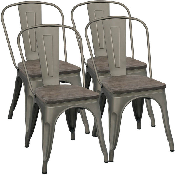 Yaheetech Metal Dining Chairs with Wood Seat