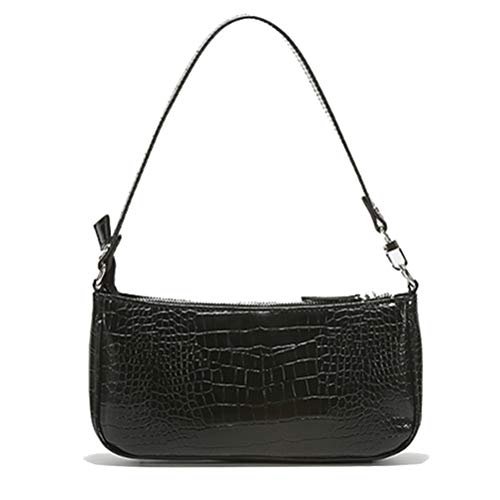 Retro Classic Crocodile Pattern Clutch Shoulder Bag with Zipper Closure