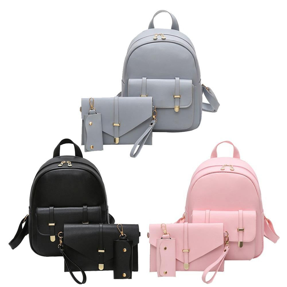 3 pcs Set Leather Shoulder Mini Backpack