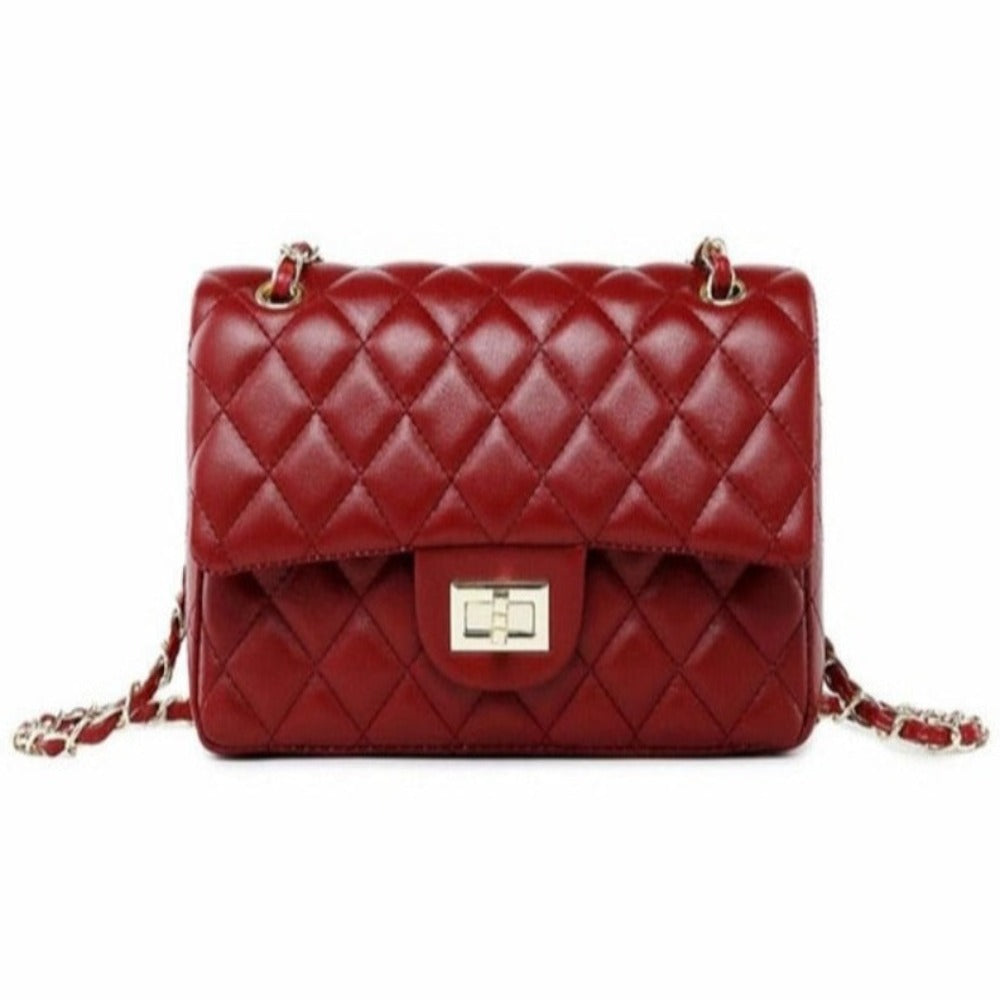 Quilted Leather Cross-body Chain Messenger Shoulder Bag