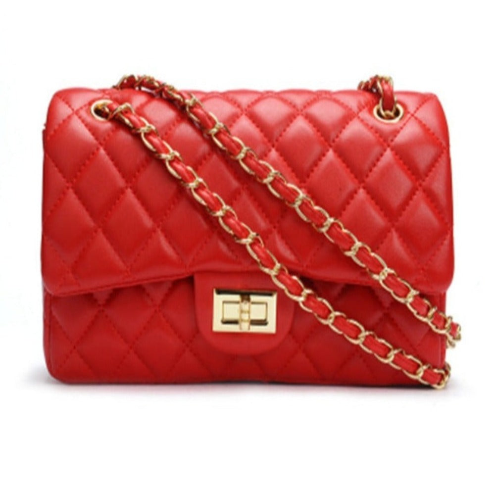 Quilted Leather Cross-body Chain Messenger Shoulder Bag