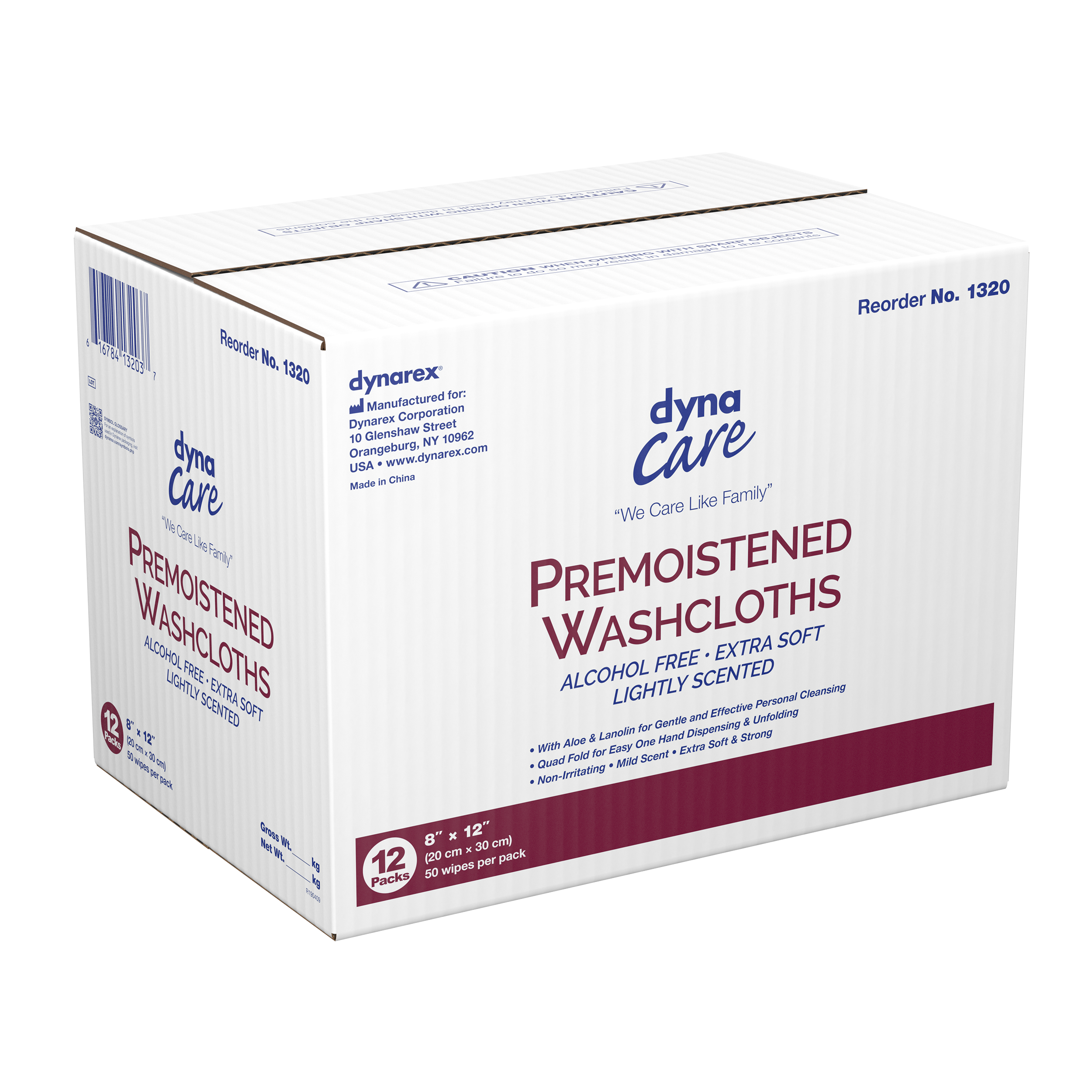 Dynarex - Premoistened Adult Washcloths, 8