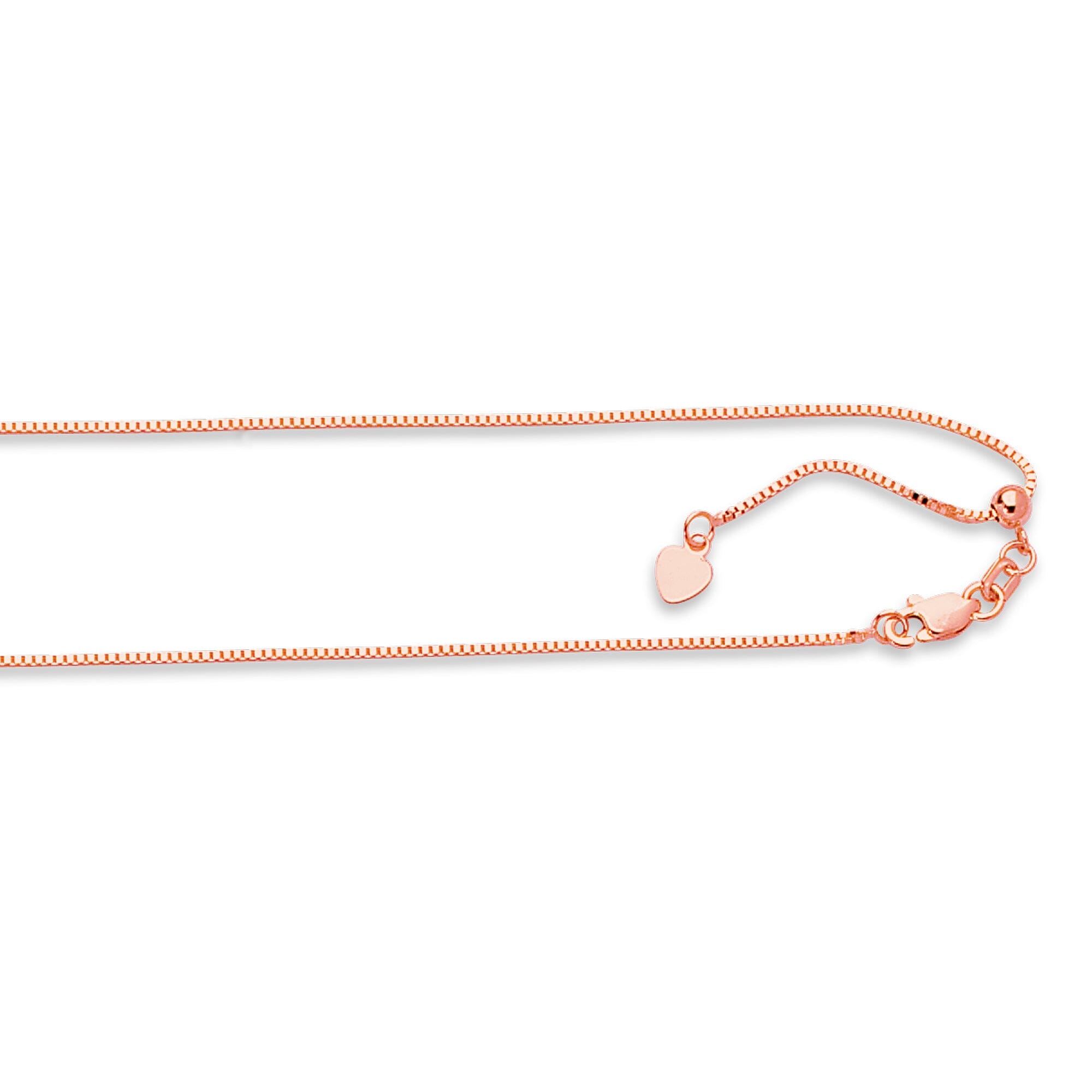 0.7MM Solid Adjustable Box Chain 14K Rose Gold Up to 22