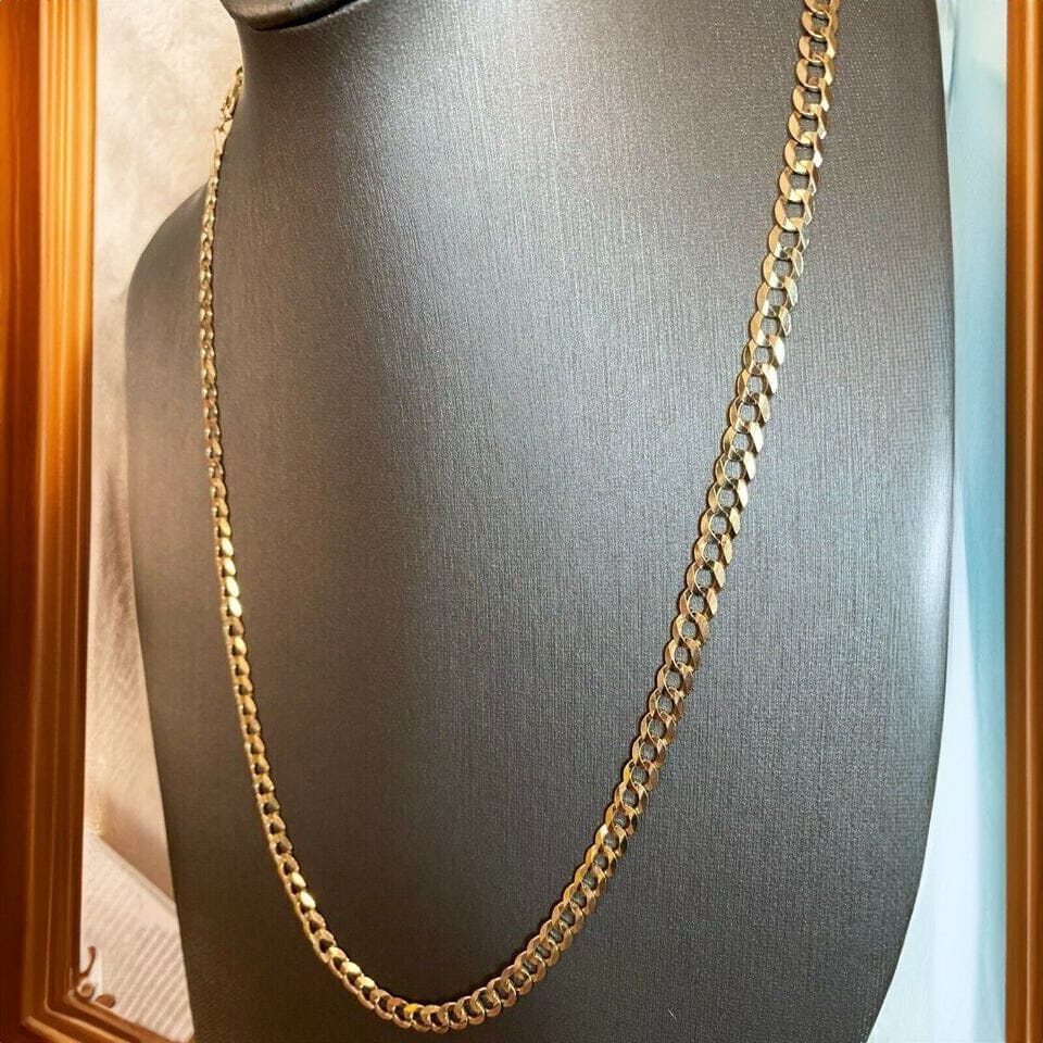 10k Yellow Gold 5MM Curb Chain Cuban Link Necklace 16