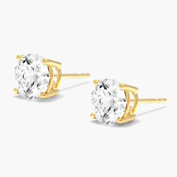 1/2 Ct TW Real Natural Round-Cut Diamond Solitaire 14K Gold Stud Earrings