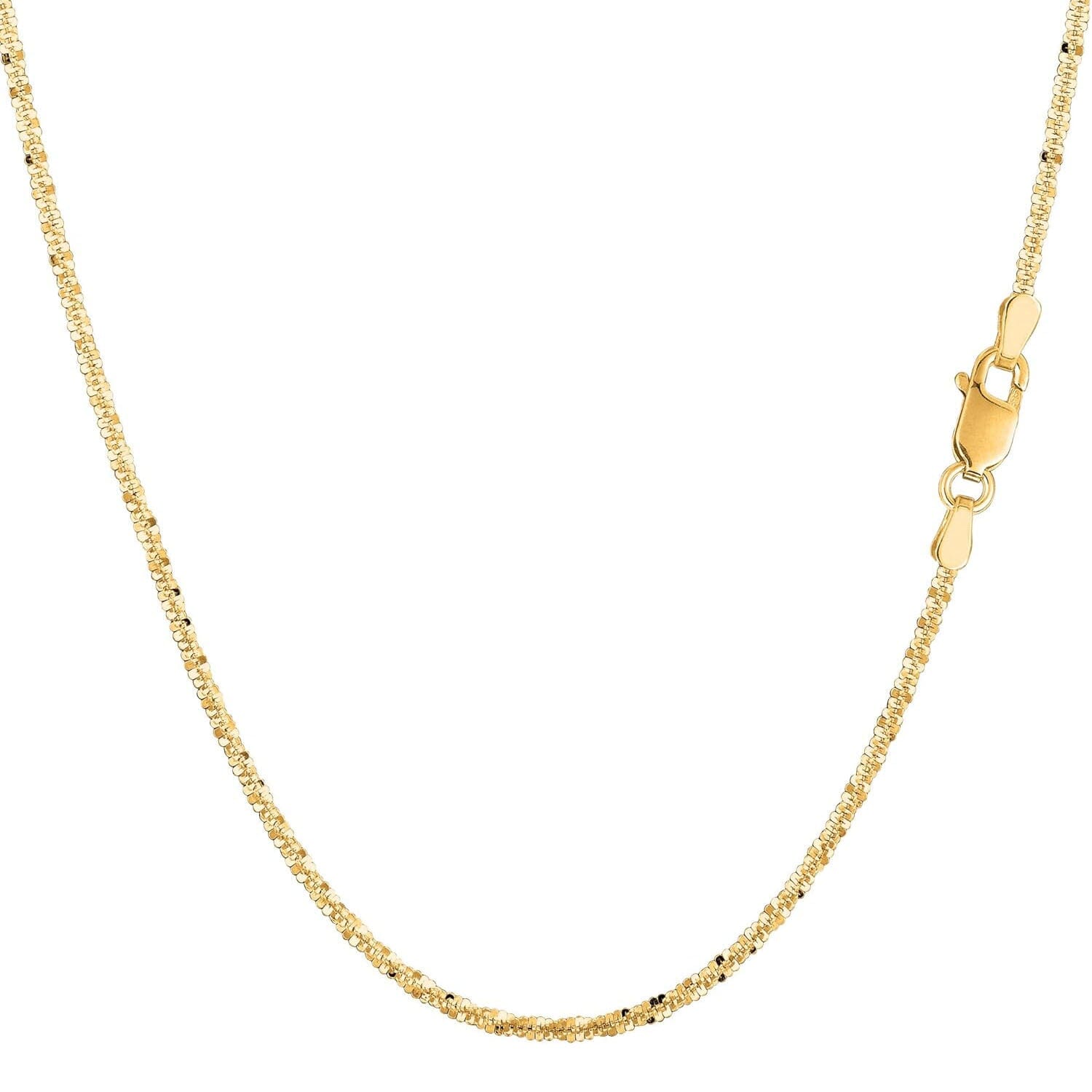 14K Yellow Gold 1.5mm Solid Margarita Sparkle Twisted Rock Chain