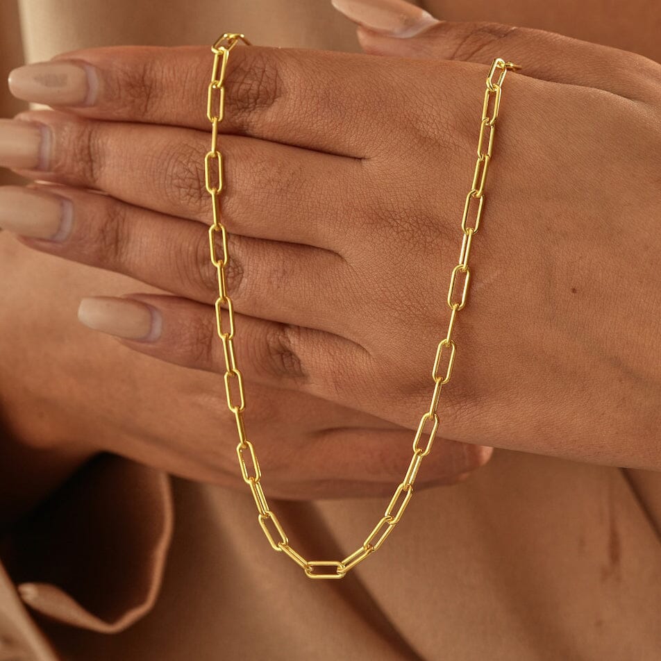 14k Yellow Gold Paper Clip Elongated Link Chain
