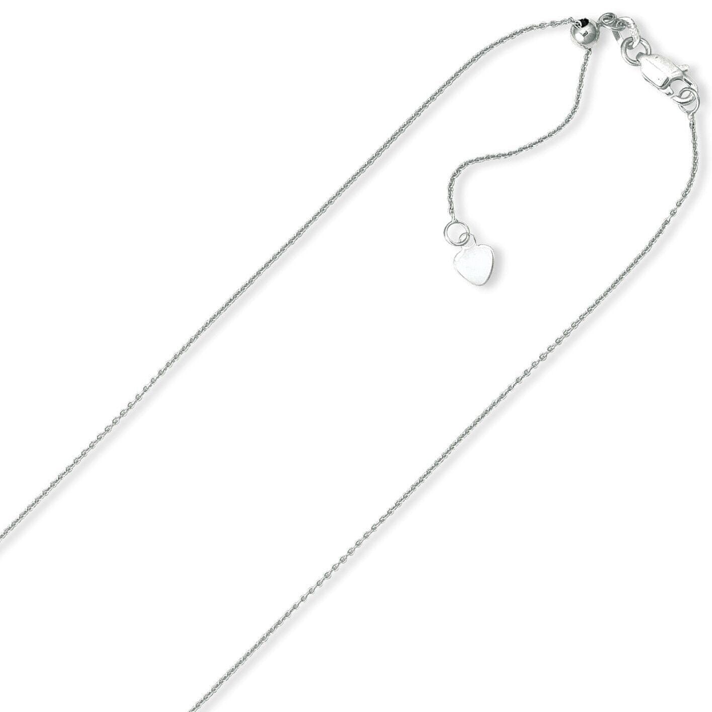 1MM Solid Adjustable Cable Chain Necklace Real 10K White Gold Up to 22