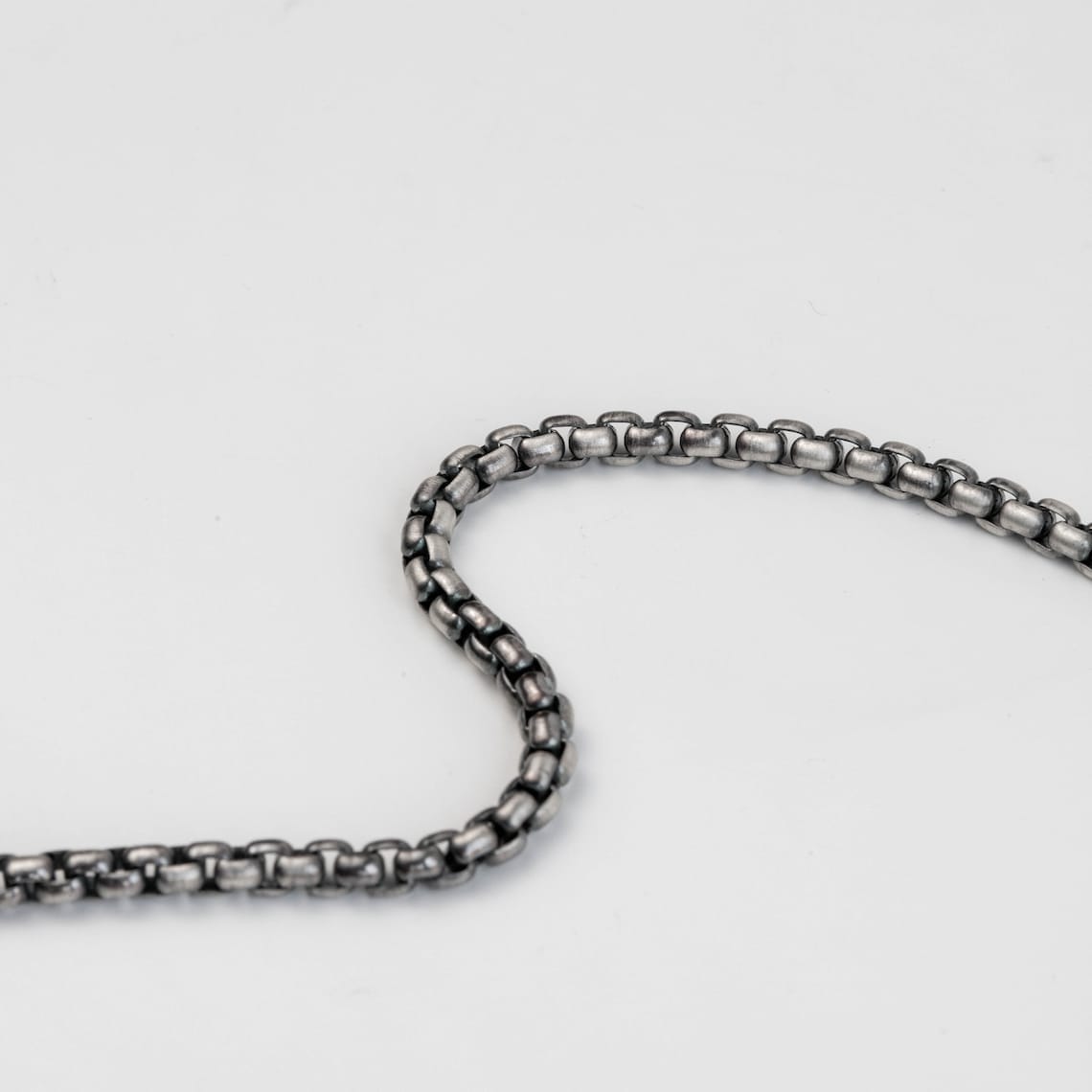925 Sterling Silver Oxidized 3mm Italian Round Box Chain Necklace Italian Made