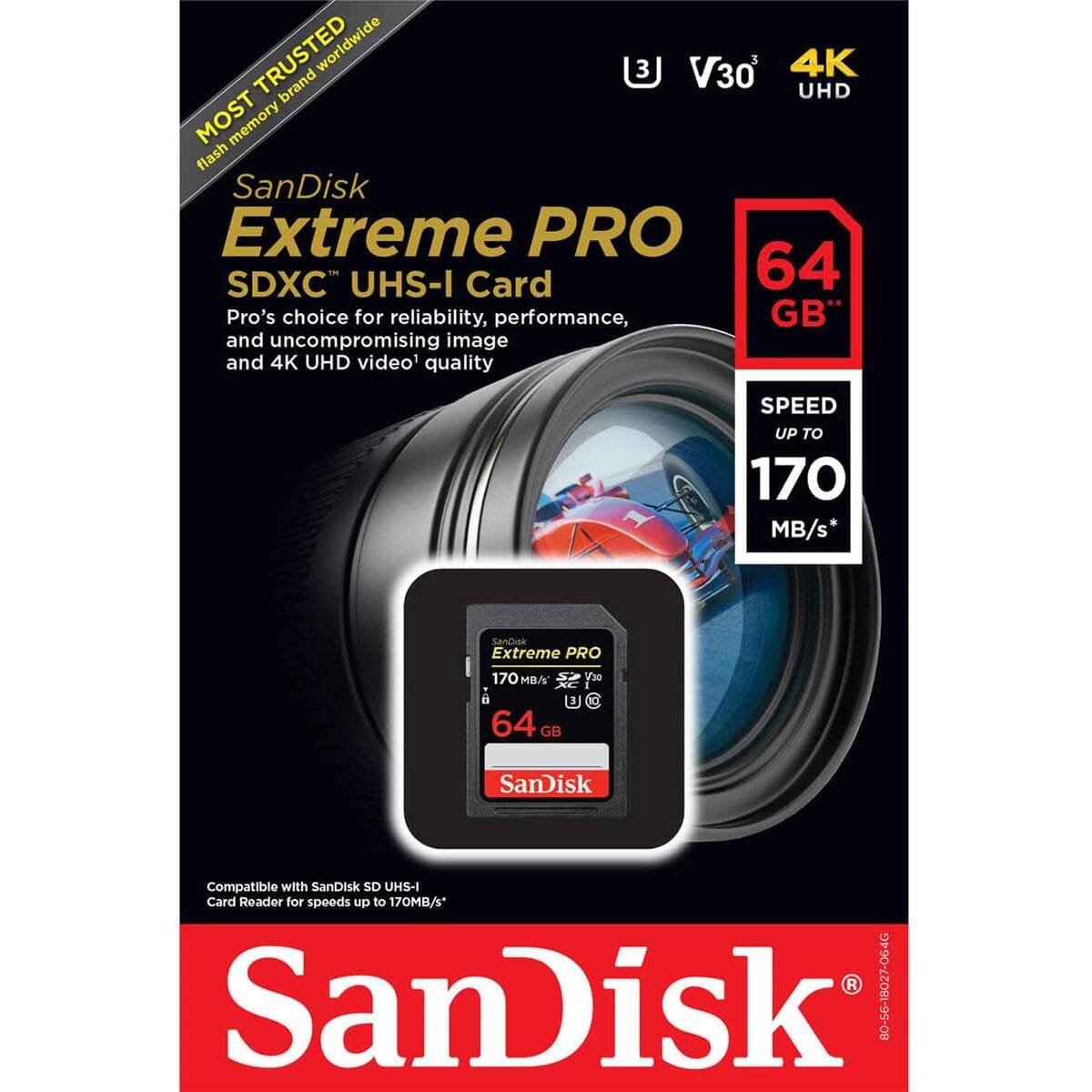 SanDisk 64GB Extreme PRO UHS-I SDXC Memory Card (Refurbished)