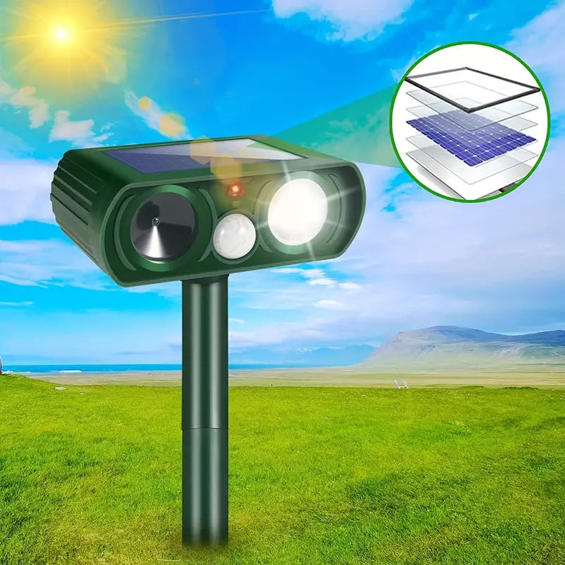 Solar Ultrasonic Animal Repeller with Motion Detector