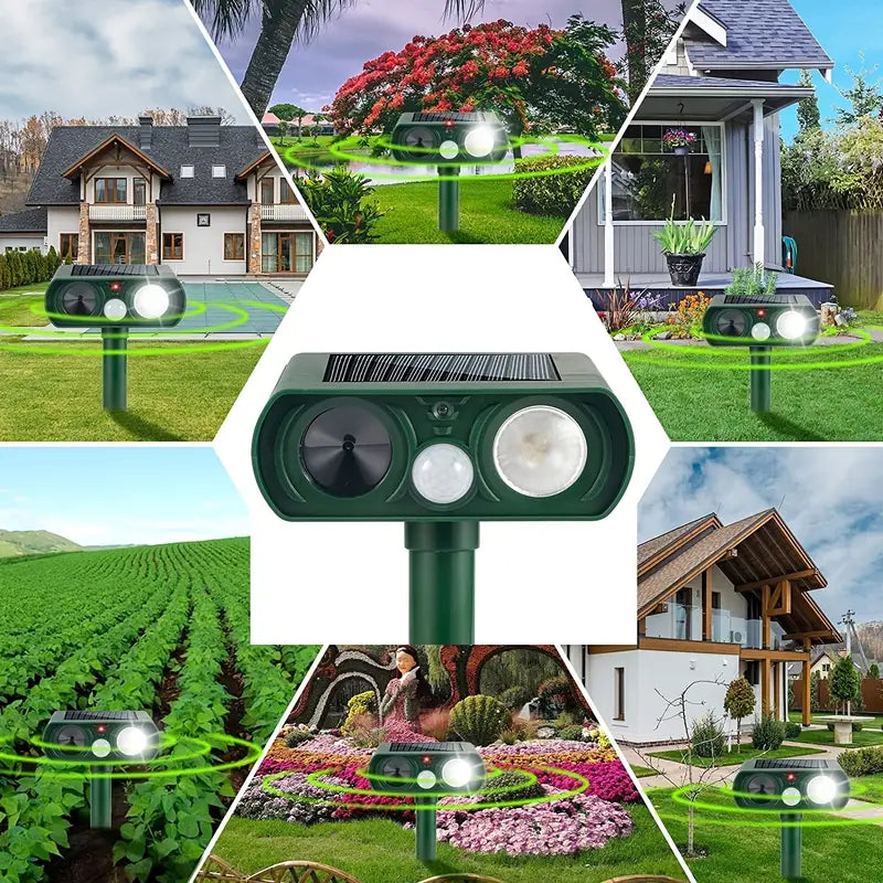 Solar Ultrasonic Animal Repeller with Motion Detector