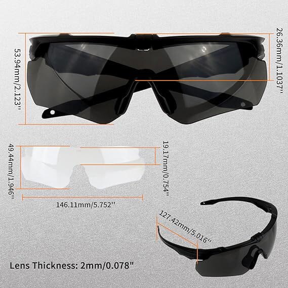 ToopMount Tactical Eyewear Anti Fog, ANSI Z87.1 Shooting Glasses with 3 Interchangeable Lens (Refurbished)