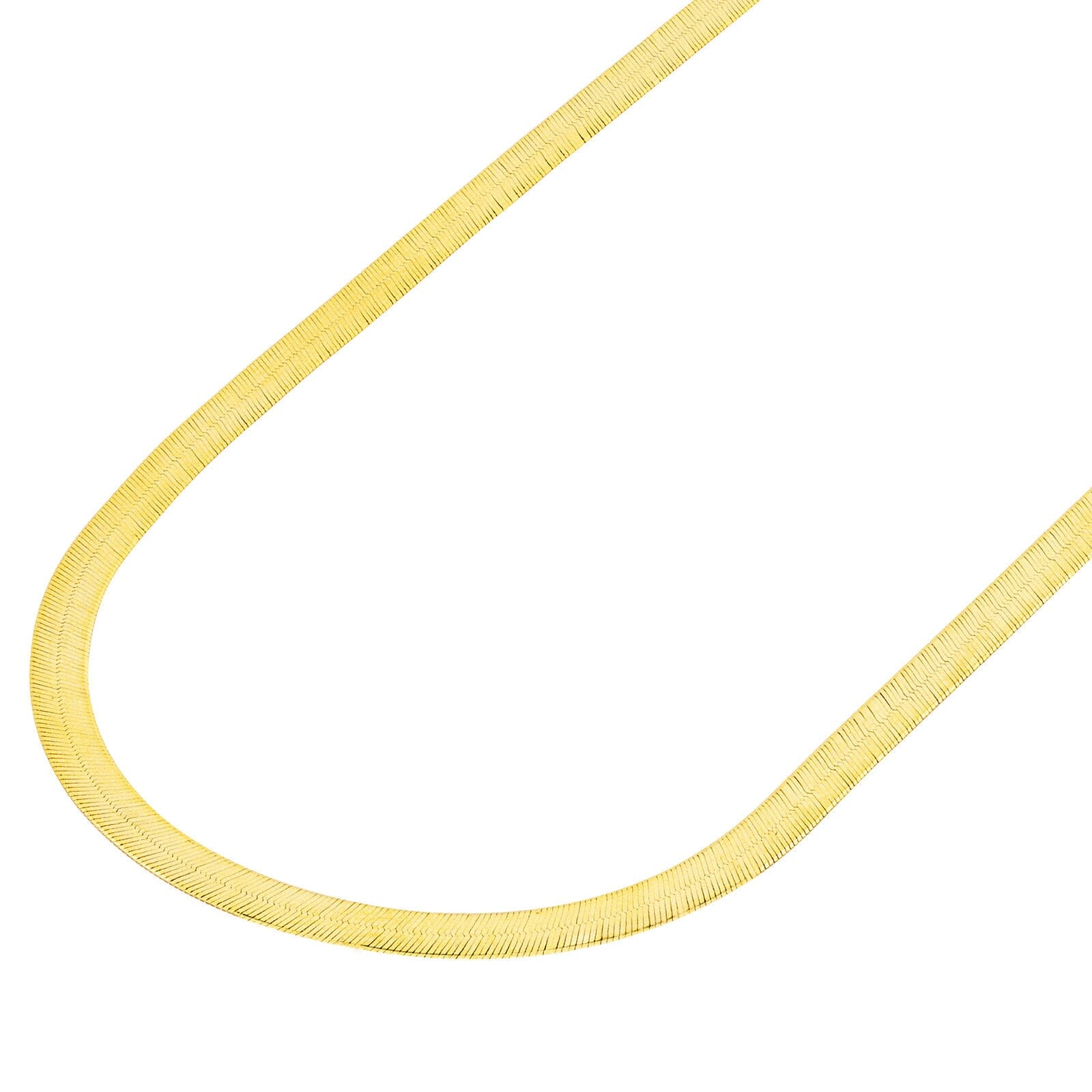 14K Yellow Gold Solid Womens 4mm High Polish Silk Herringbone Chain Necklace