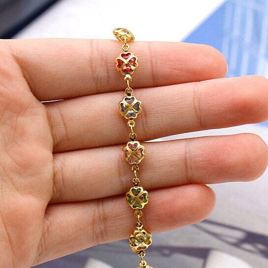18k Gold Filled High Polish Finish Gold Multi Color Crystal Anklet