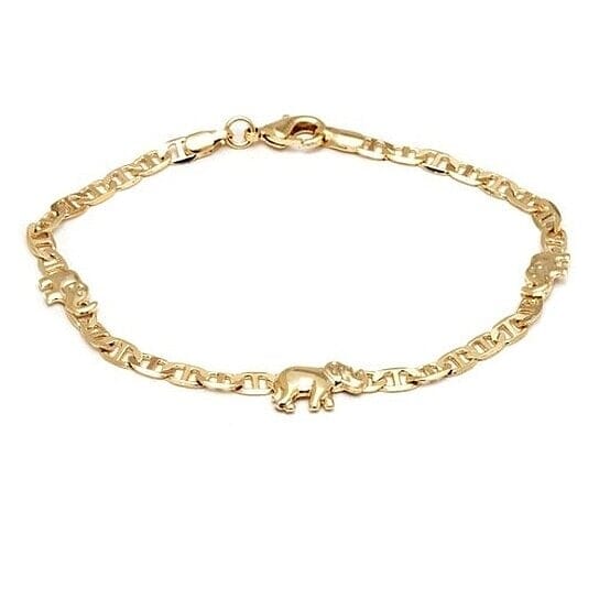 18k Gold Filled Mariner Link Elephant Bracelet 8'