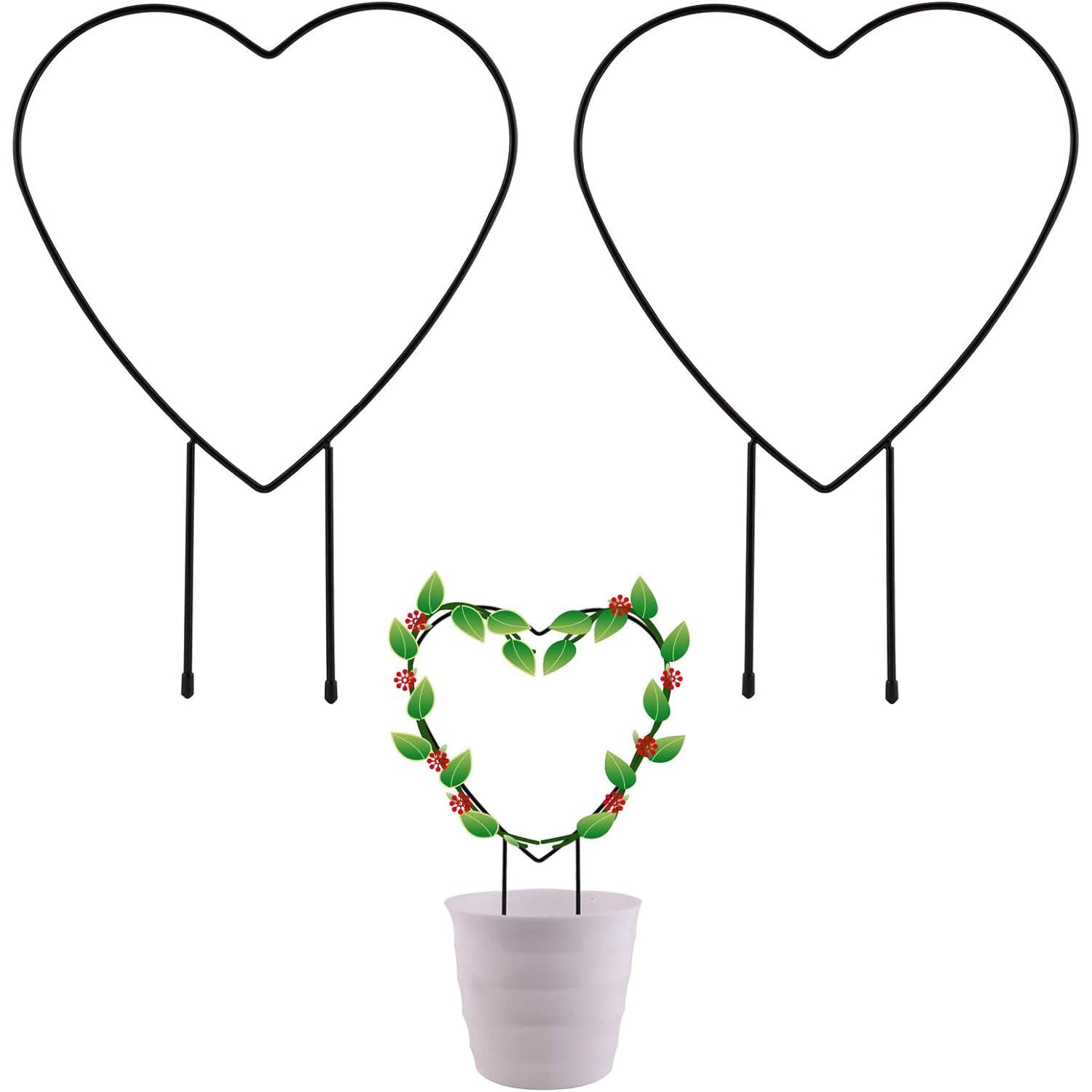 2-Pack: Heart-Shaped Plant Support Stake