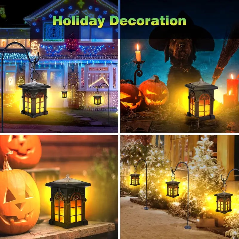 2-Pack: IP65 Waterproof Solar Outdoor Lights With Flickering Flame