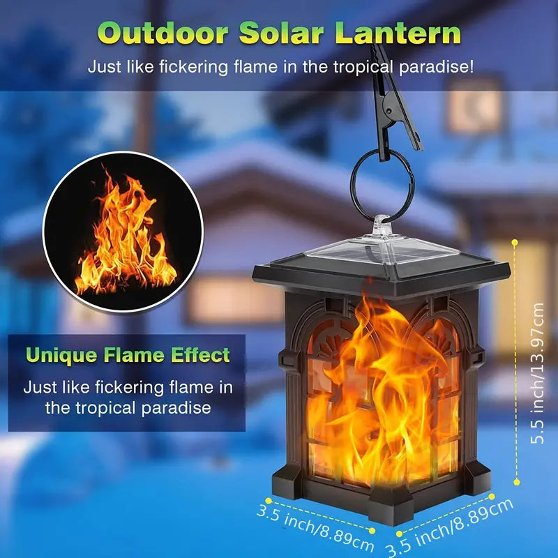 2-Pack: IP65 Waterproof Solar Outdoor Lights With Flickering Flame