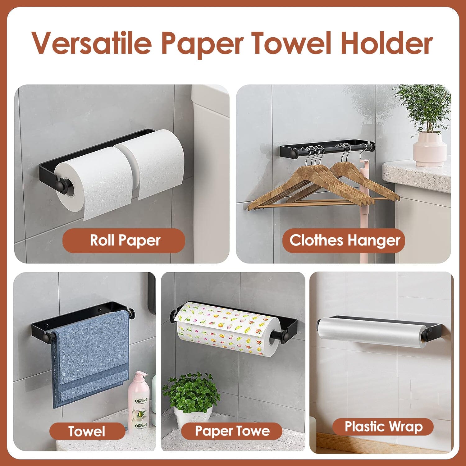 2-Pack: Wall Mounted Paper Towel Holder Under Cabinet