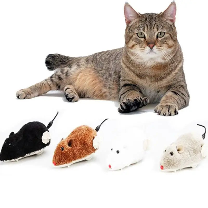 2-Pack: Wind Up Interactive Plush Mouse Toy