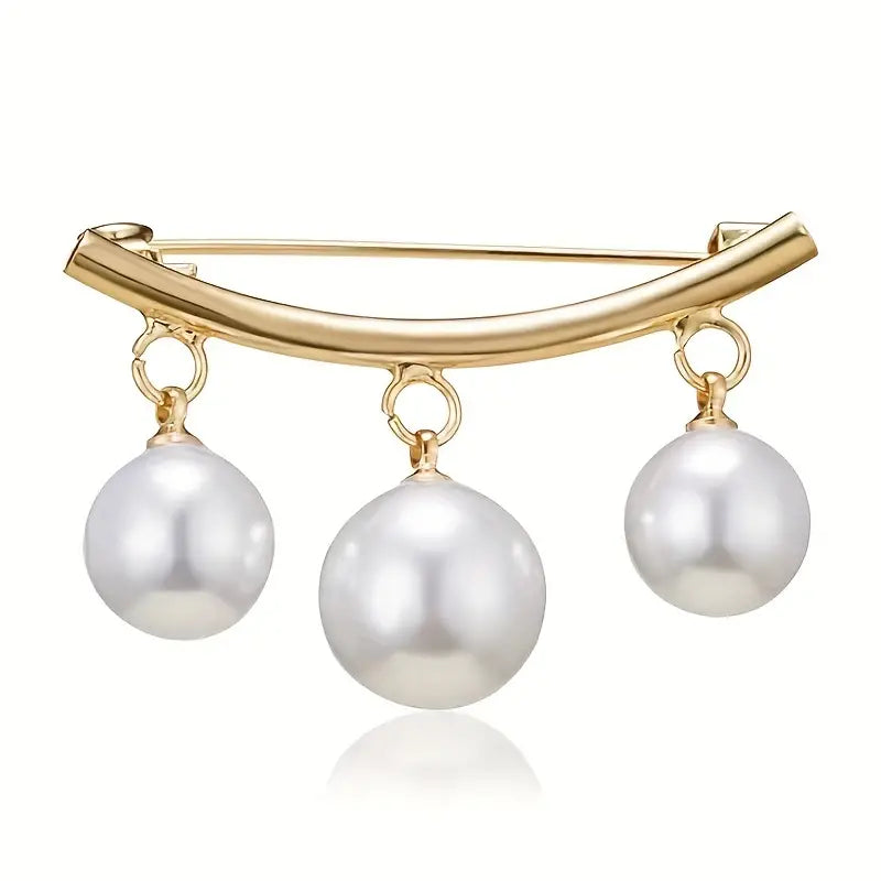 2-Pieces: Faux Pearl Neck Tie Pin Buckle Faux Pendant