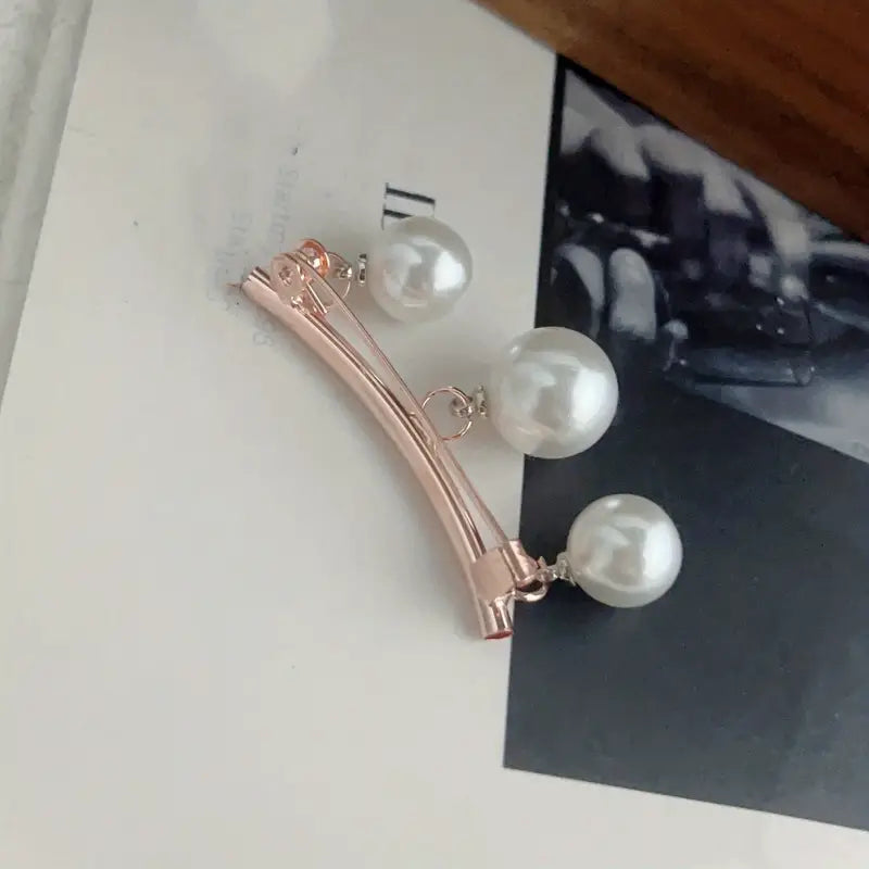 2-Pieces: Faux Pearl Neck Tie Pin Buckle Faux Pendant
