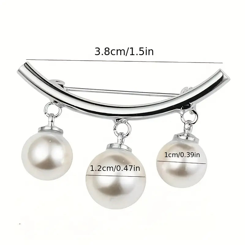 2-Pieces: Faux Pearl Neck Tie Pin Buckle Faux Pendant