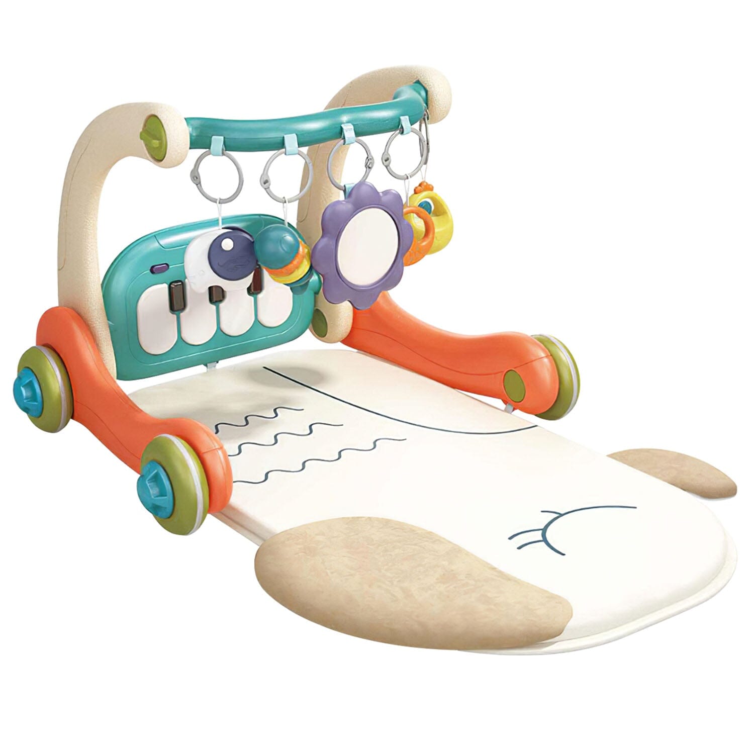 3-in-1 Baby Gym Playmat with Learning Walker for 0-12 Months Old