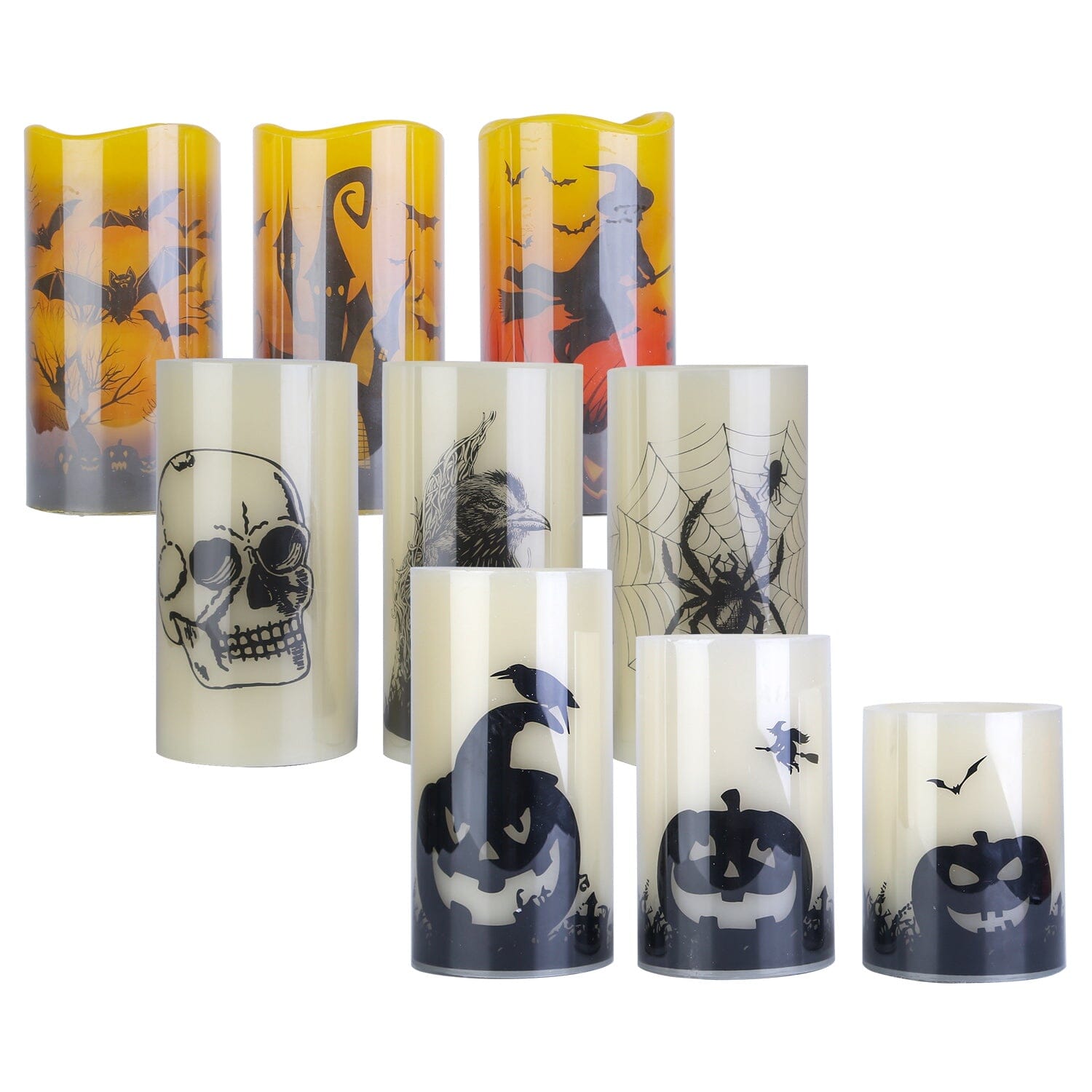 3-Pack: Halloween Battery Operated Flameless Candle Lamp with Timer Setting