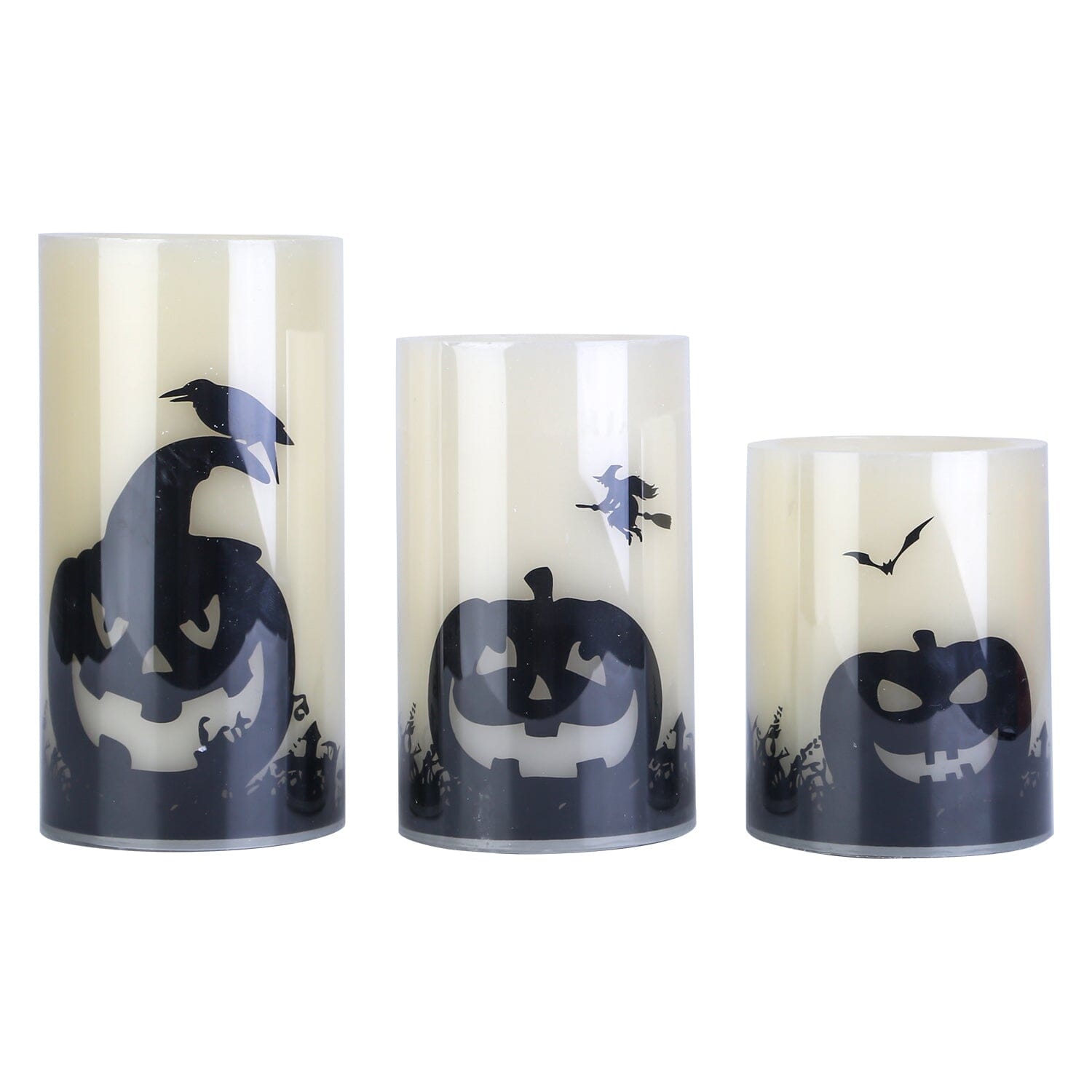 3-Pack: Halloween Battery Operated Flameless Candle Lamp with Timer Setting