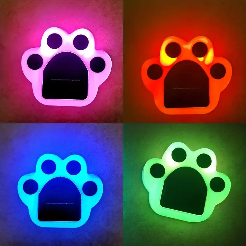 4-Pieces: Cute Paw-Shaped Solar Lawn Lights