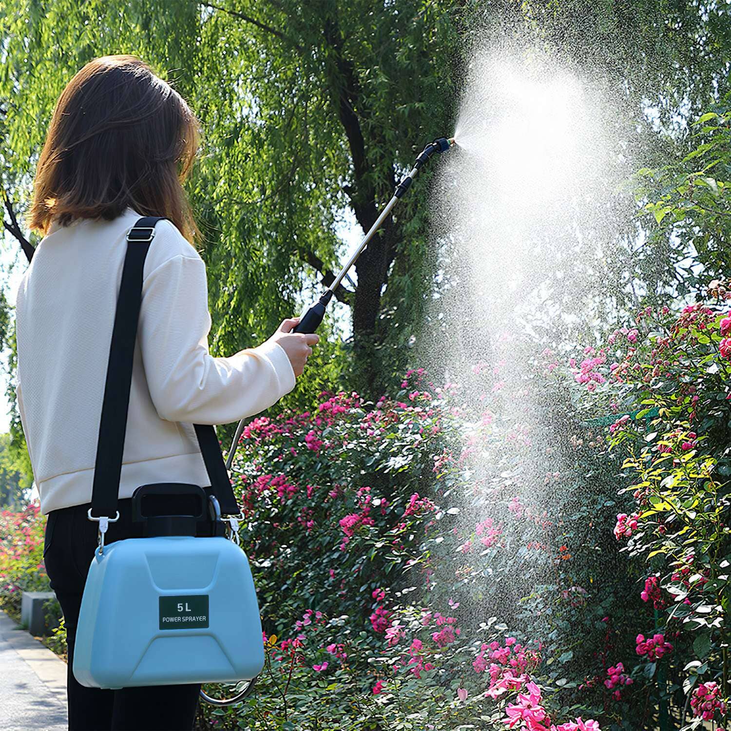 5L/1/3 Gallon Electric Plant Sprayer Telescopic Rechargeable with 3 Spray Sprouts