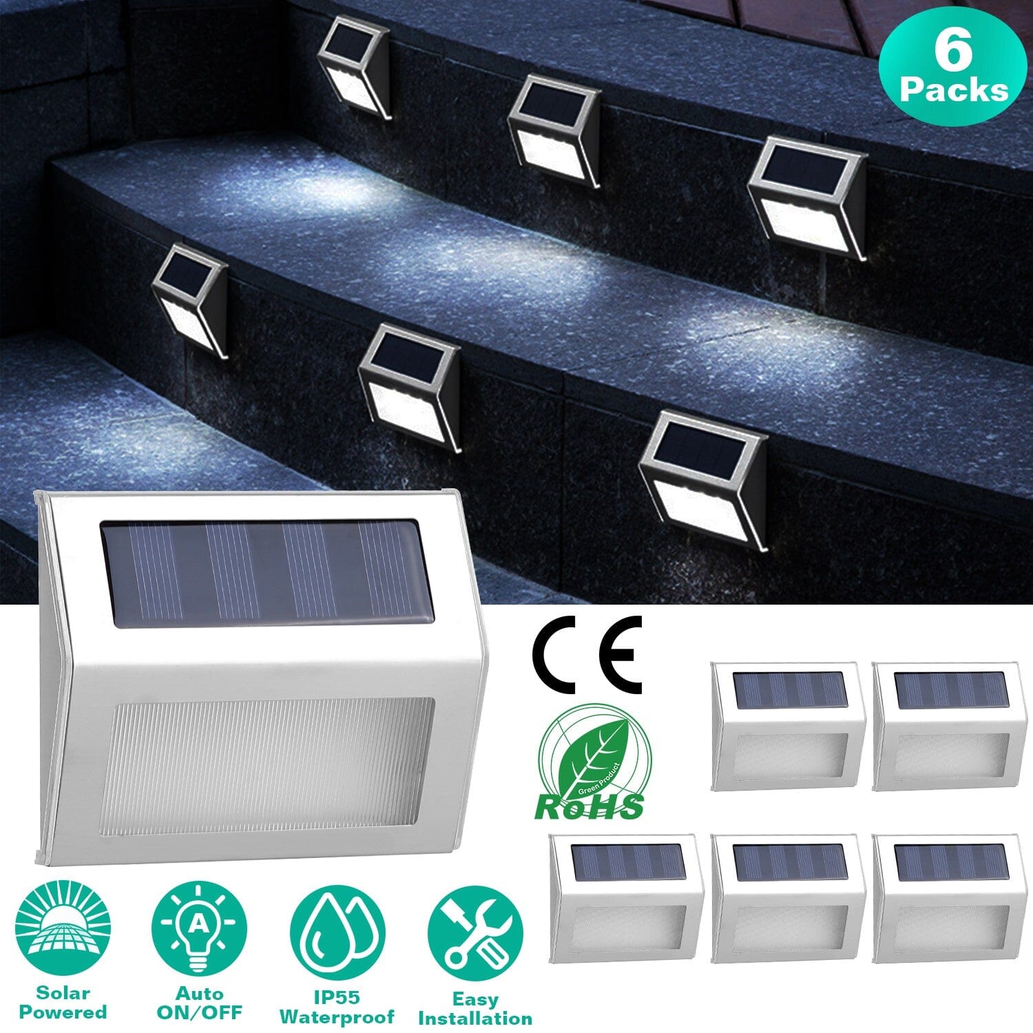 6-Pack: Solar Step Lights