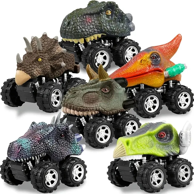 6-Piece Set: Dinosaur Toy Pull Back Cars Realistic Dino Cars
