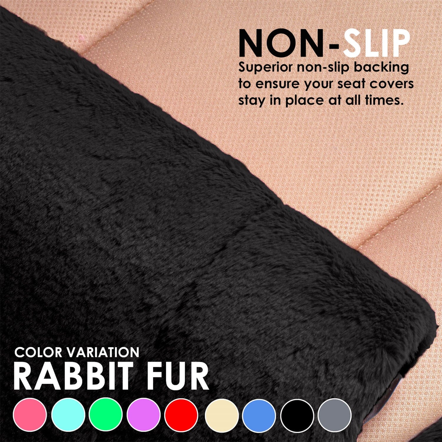 6-Piece Set: Doe16 Faux Rabbit Fur Car Seat Cushions