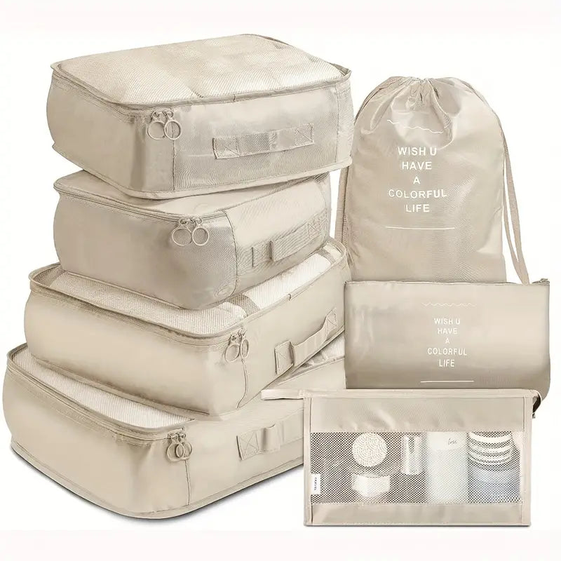 7-Pieces: Travel Luggage Packing Organizers Set