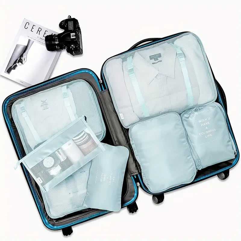 7-Pieces: Travel Luggage Packing Organizers Set