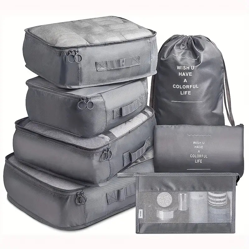 7-Pieces: Travel Luggage Packing Organizers Set