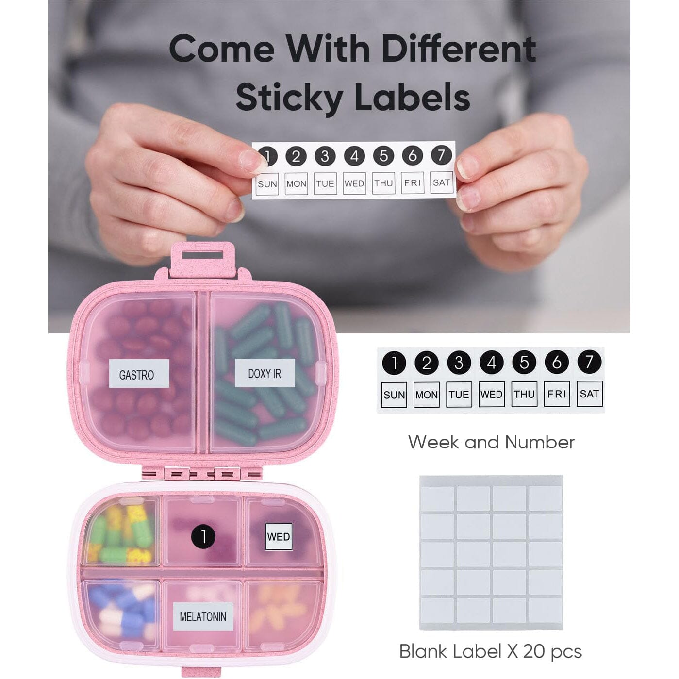 8 Compartments Travel Pill Organizer