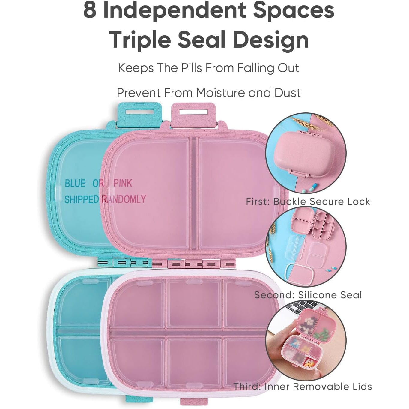 8 Compartments Travel Pill Organizer