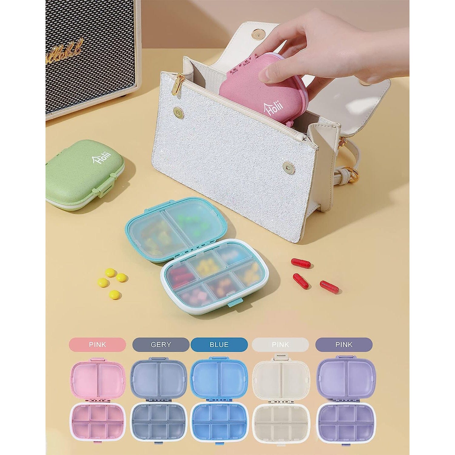 8 Compartments Travel Pill Organizer