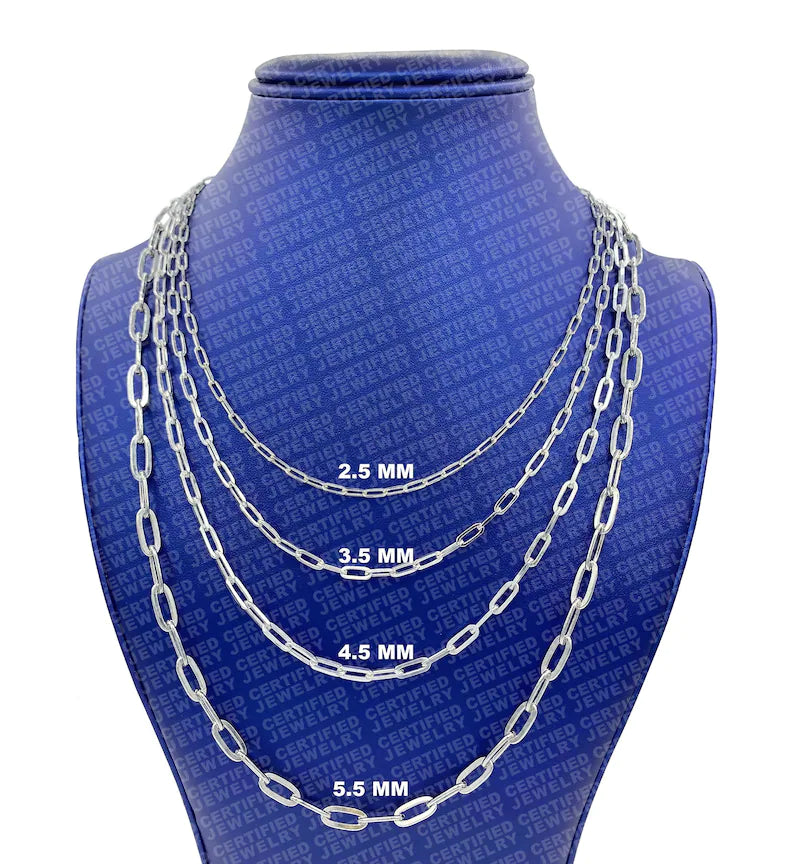 925 Italian Solid Sterling Silver Paperclip Necklace