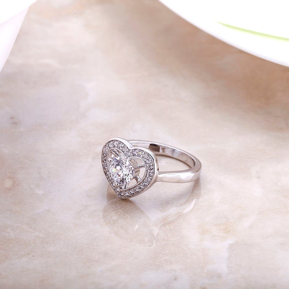 Ladies Cubic Zirconia Heart Ring